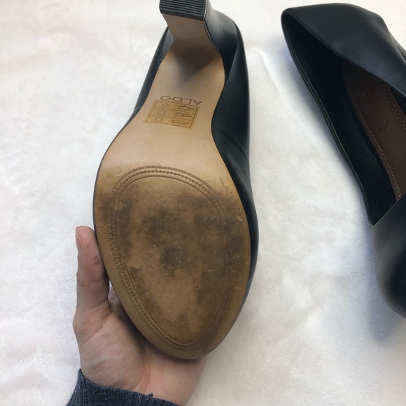 Aldo shoes pump black leather thick heel 7.5 - Picture 4 of 7
